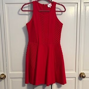 Parker Red Fit and Flare Sleeveless Dress Small